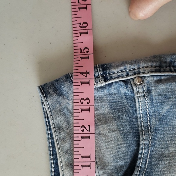 Denim Distressed Shorts with Lace Hem Size 1 - Picture 3 of 6